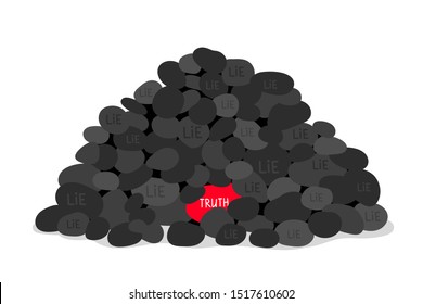 Truth or lie concept illustration with stones on white background, vector illustration