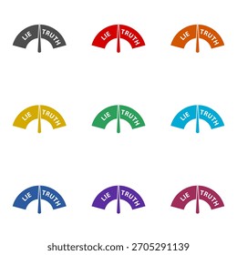 Truth and lie indicator icon isolated on white background. Set icons colorful