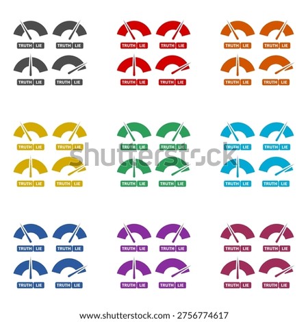 Truth and lie indicator icon isolated on white background. Set icons colorful