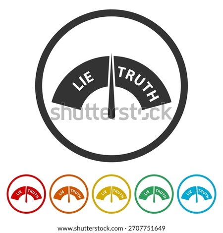 Truth and lie indicator icon. Set icons in color circle buttons