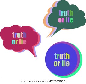 truth or lie. Set of stickers, labels, tags. Template for infographics. Icon set. Icon flat. Vector illustration. truth or lie