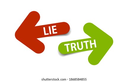 Truth and lie set of two arrows with shadow on white background - vector