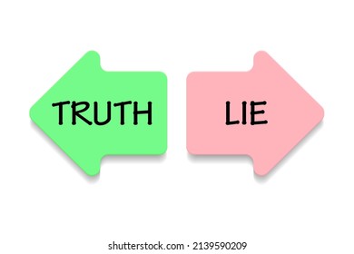 Truth and lie set of two arrows with shadow on white background - vector
