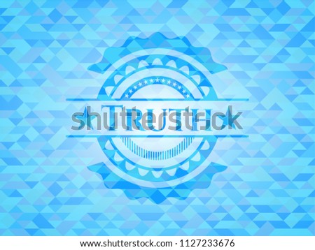 Truth light blue emblem. Mosaic background
