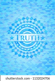Truth light blue emblem with triangle mosaic background