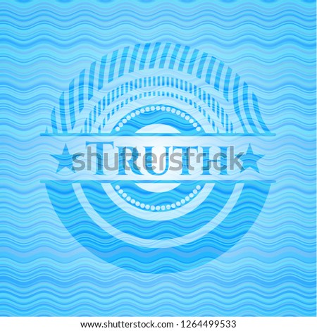 Truth light blue water emblem.
