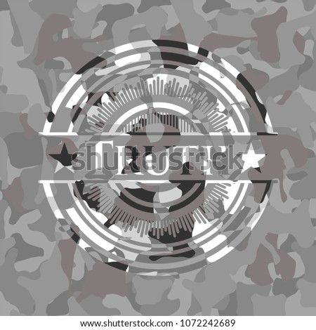 Truth on grey camouflaged texture