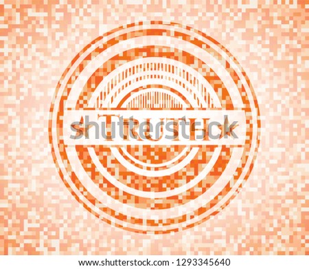 Truth orange mosaic emblem with background