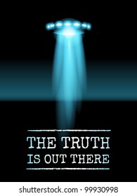 The Truth Is Out There, Ufo With Light Beam In The Night