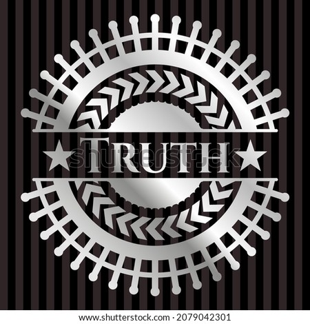 Truth silver emblem. Vector Illustration. Mosaic. 