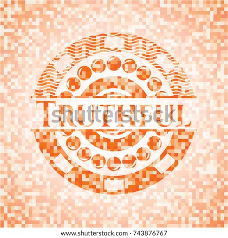 Truthful abstract orange mosaic emblem