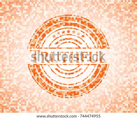Truthful abstract orange mosaic emblem
