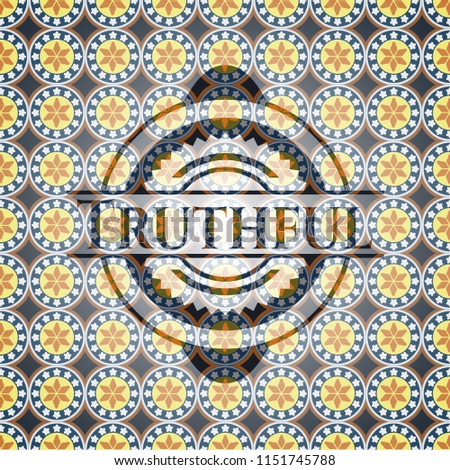 Truthful arabic style badge. Arabesque decoration.