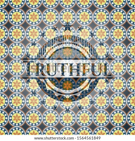 Truthful arabic style badge. Arabesque decoration.
