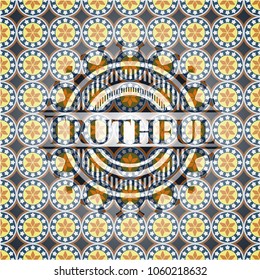 Truthful arabic style emblem. Arabesque decoration.