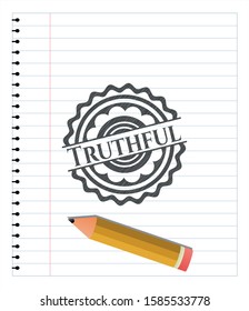 Truthful emblem drawn in pencil. Vector Illustration. Detailed.