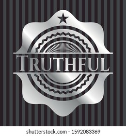 Truthful silvery shiny emblem. Vector Illustration. Mosaic.