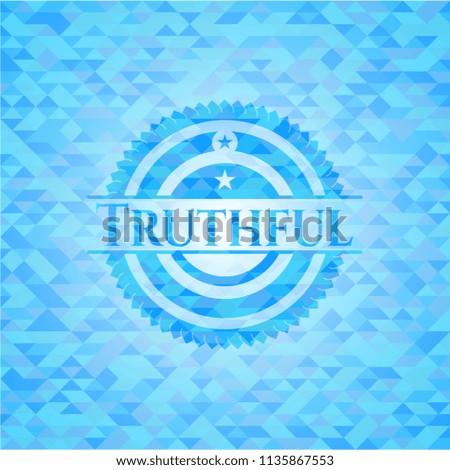 Truthful sky blue emblem with mosaic background