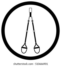 Trx icon black white. Fitness and workout training, strap sport equipment, strength and endurance illustration