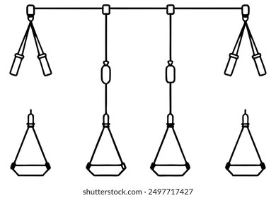 TRX Suspension Trainer line art ilustración de entrenamiento funcional