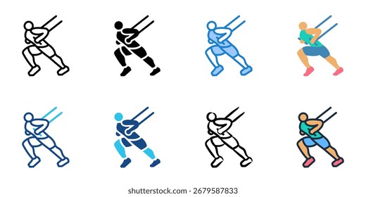 Conjunto de iconos de entrenamiento de suspensión TRX colección de estilo múltiple 

