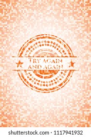 Try again and again abstract orange mosaic emblem