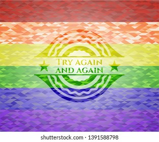 Try again and again lgbt colors emblem. Vector Illustration. Mosaic.