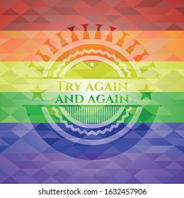 Try again and again lgbt colors emblem. Vector Illustration. Mosaic.