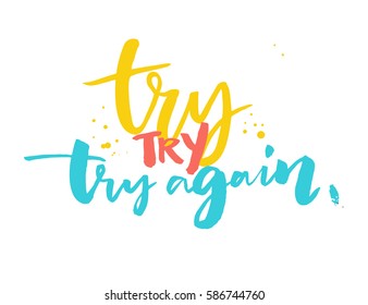 Try again - motivational saying, typography design for sport motivation posters and t-shirts