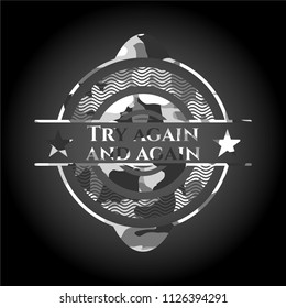 Try again and again on grey camouflage texture