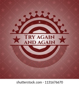 Try again and again retro style red emblem