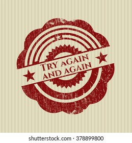 Try again and again rubber grunge stamp