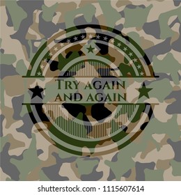  Try again and again written on a camouflage texture