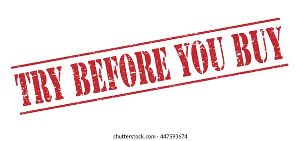 try before you buy vector stamp on white background