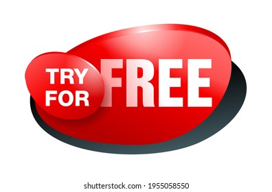 Try for free badge or web button for special offers - trial or demo - isolated vector icon. Vector illustration