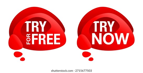 Kostenlos testen oder Jetzt ausprobieren - roter Button oder Web-Button für Sonderangebote - Demo oder Trial - isoliertes eingängiges Vektorelement