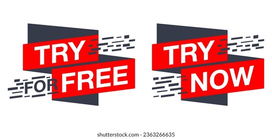 Try For Free and Try Now web button for special offers - trial or demo - isolated vector icon. Vector illustration