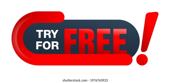 Try for free red badge or web button for special offers - trial or demo - isolated vector icon. Vector illustration