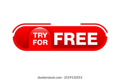 Try for free red badge or web button for special offers - trial or demo - isolated catchy vector element