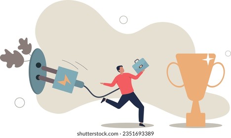 Try too hard, business limit or mistake causing failure, almost success but fail, bad planning or mismanagement concept.flat vector illustration.