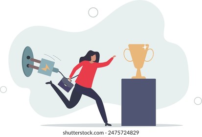 Try too hard, business limit or mistake causing failure, almost success but fail, bad planning or mismanagement concept. illustration.