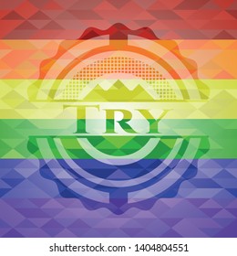Try lgbt colors emblem. Vector Illustration. Mosaic.