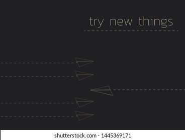 Try new things. Business concept illustration with a folded paper plane.