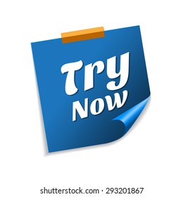 Try Now Blue Sticky Notes Vector Icon Design