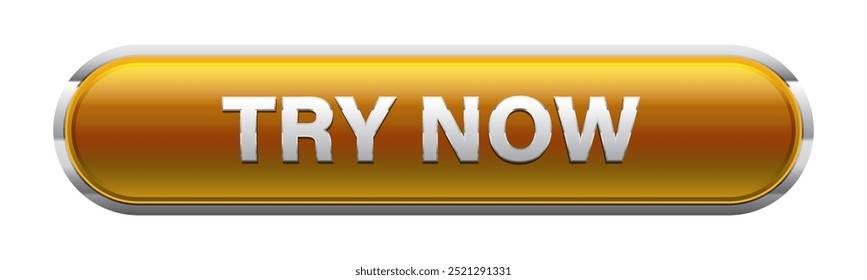 Try now button, orange rounded box vector symbol