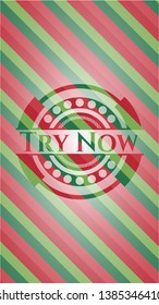 Try Now christmas badge. Vector Illustration. Detailed.