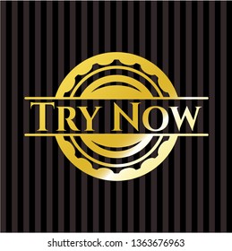 Try Now gold shiny badge