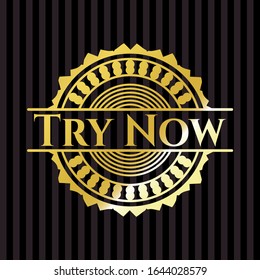 Try Now gold shiny badge. Vector Illustration. Detailed.