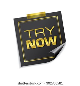 Try Now Golden Sticky Notes Vector Icon Design