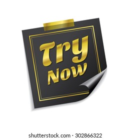 Try Now Golden Sticky Notes Vector Icon Design